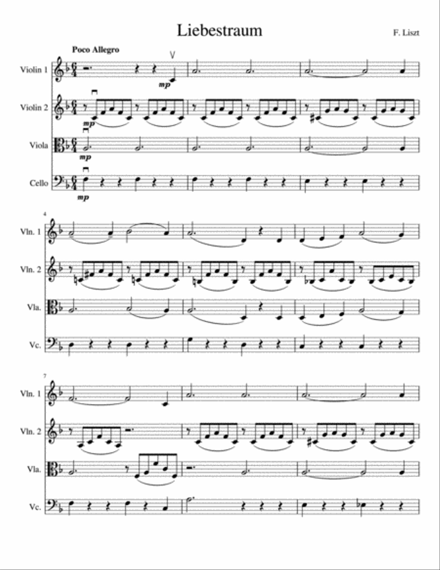 Liebestraum String Quartet scores gallery preview page 2