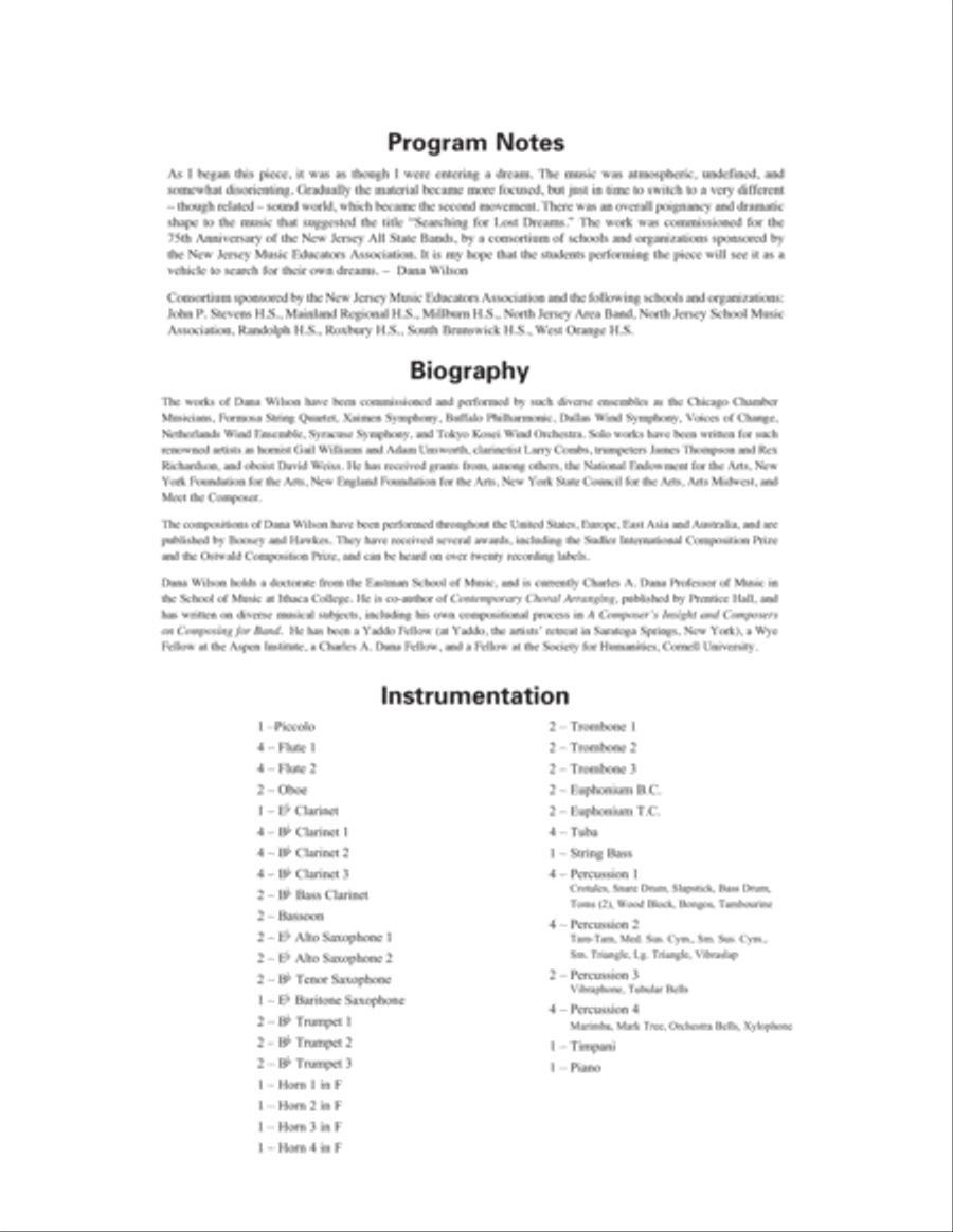 Searching for Lost Dreams - Conductor Score (Full Score) Concert Band scores gallery preview page 2