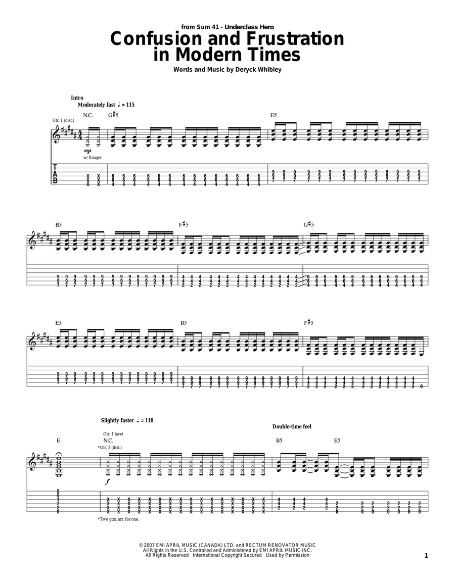 Confusion And Frustration In Modern Times Acoustic Guitar scores gallery preview page 1