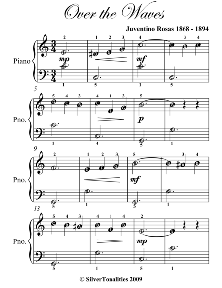 Over the Waves Easiest Piano Sheet Music