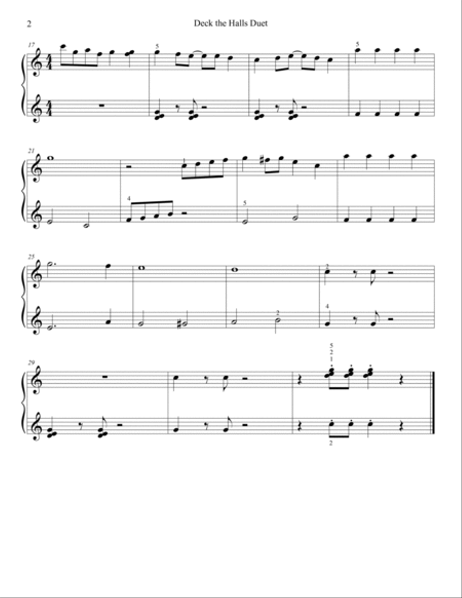 Deck The Halls Piano Duet 1 Piano, 4-Hands scores gallery preview page 3