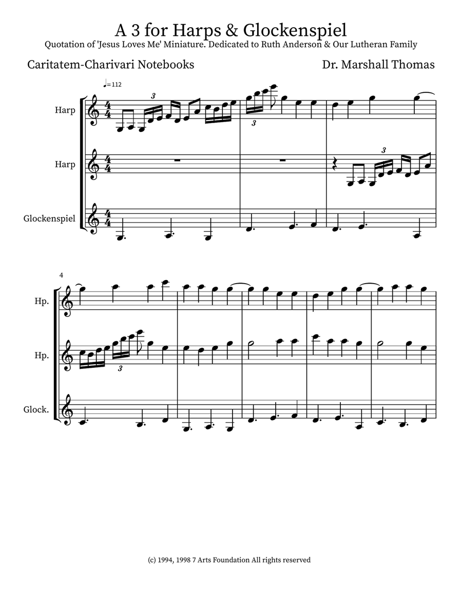 A 3 for Harps & Glockenspiel Glockenspiel scores gallery preview page 1
