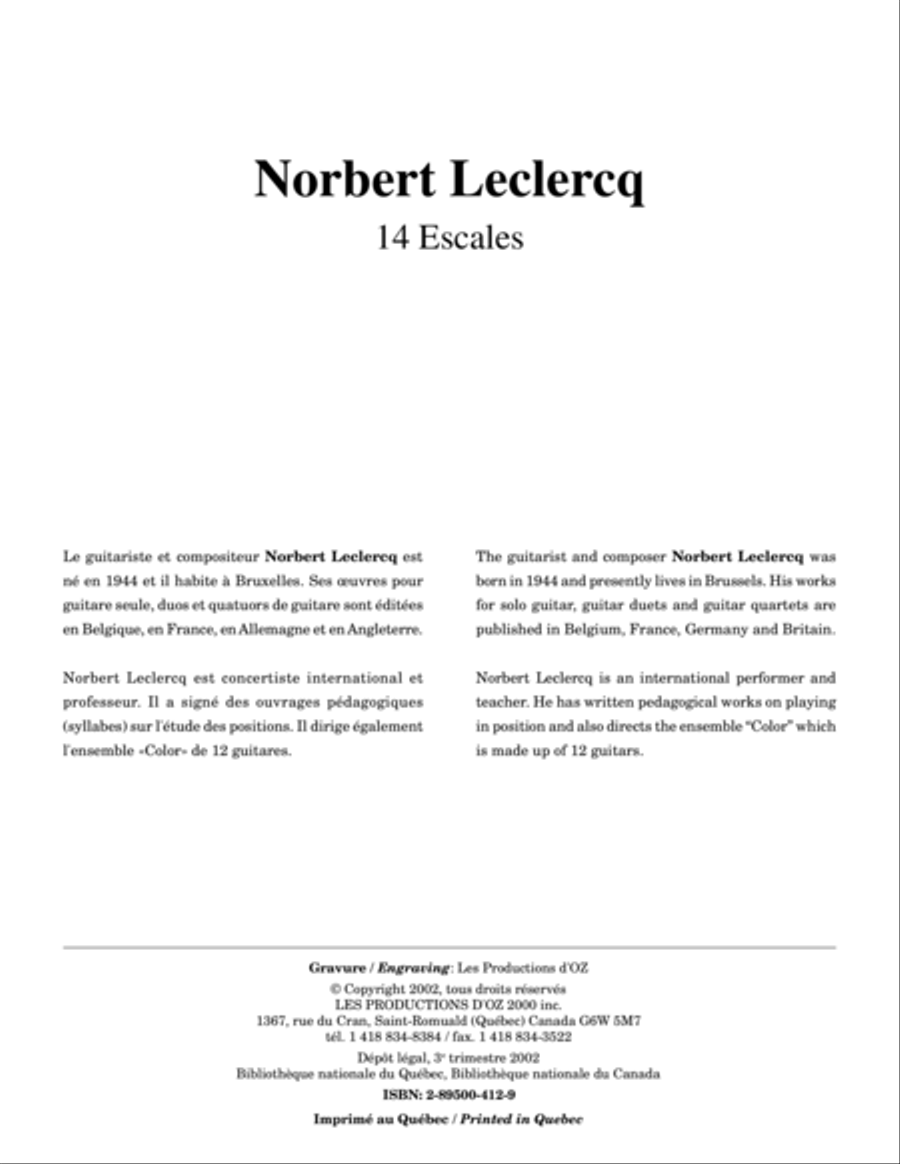 14 Escales 14 Escales Classical Guitar scores gallery preview page 1
