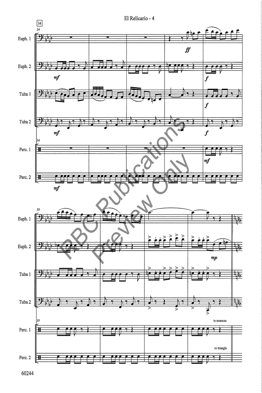 El Relicario Tuba Euphonium Quartet Choir scores gallery preview page 5