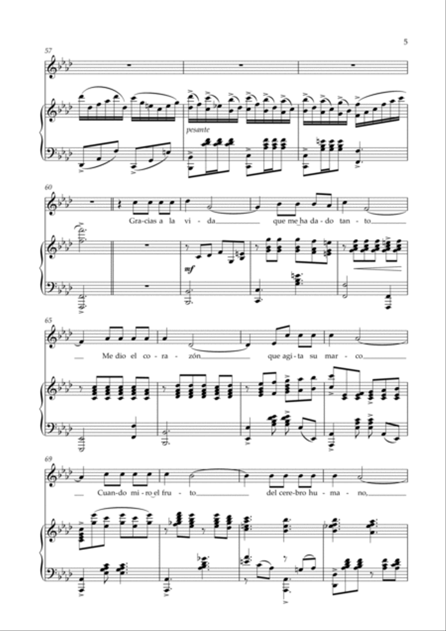 Gracias A La Vida Voice scores gallery preview page 5