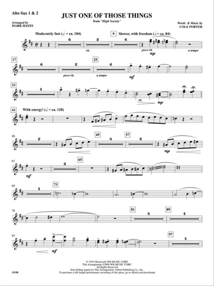 Just One of Those Things: 1st & 2nd E-flat Alto Saxophone Alto Saxophone scores gallery preview page 1