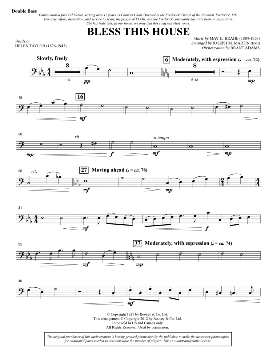 Bless This House - Double Bass Choir scores gallery preview page 1