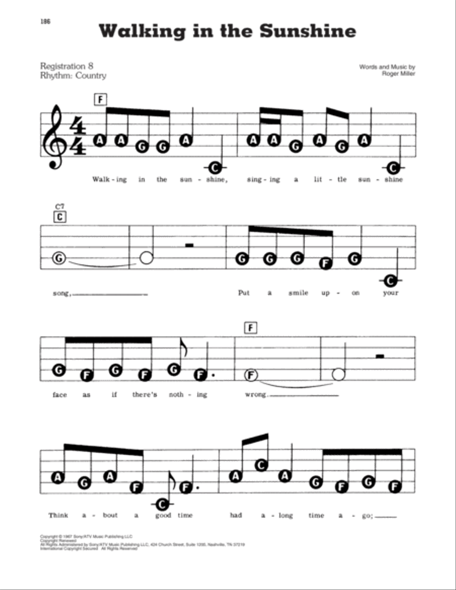 Walking In The Sunshine Walking In The Sunshine Electronic Keyboard scores gallery preview page 1