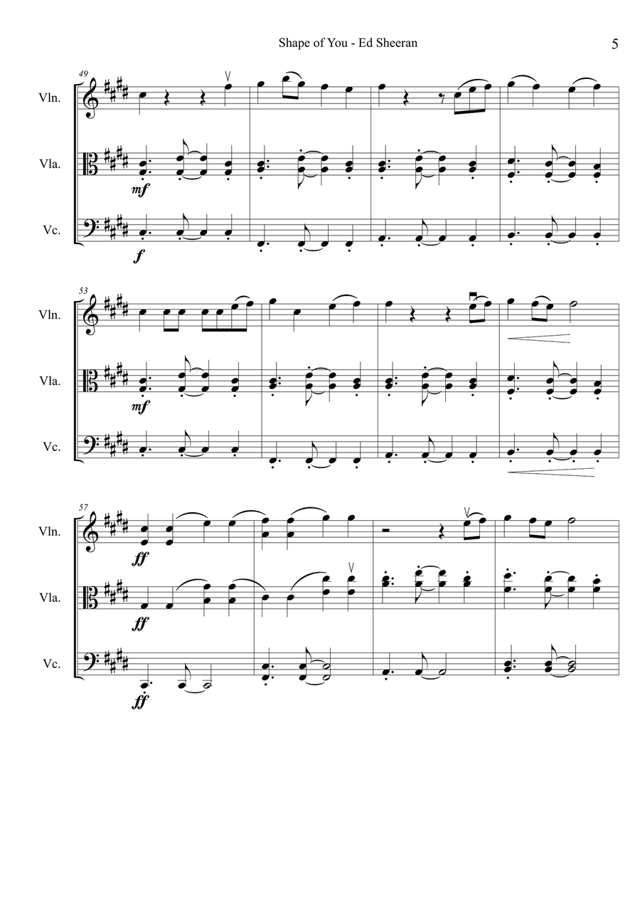 Shape Of You String Trio scores gallery preview page 5