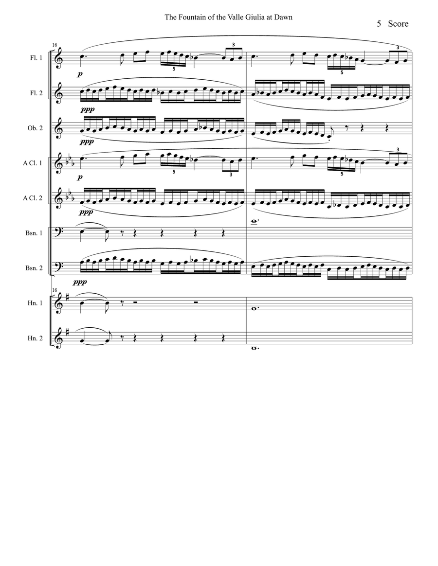 Respighi - Fountains of the Valle Giulia - set for Double Woodwind Quintet Woodwind Ensemble scores gallery preview page 6