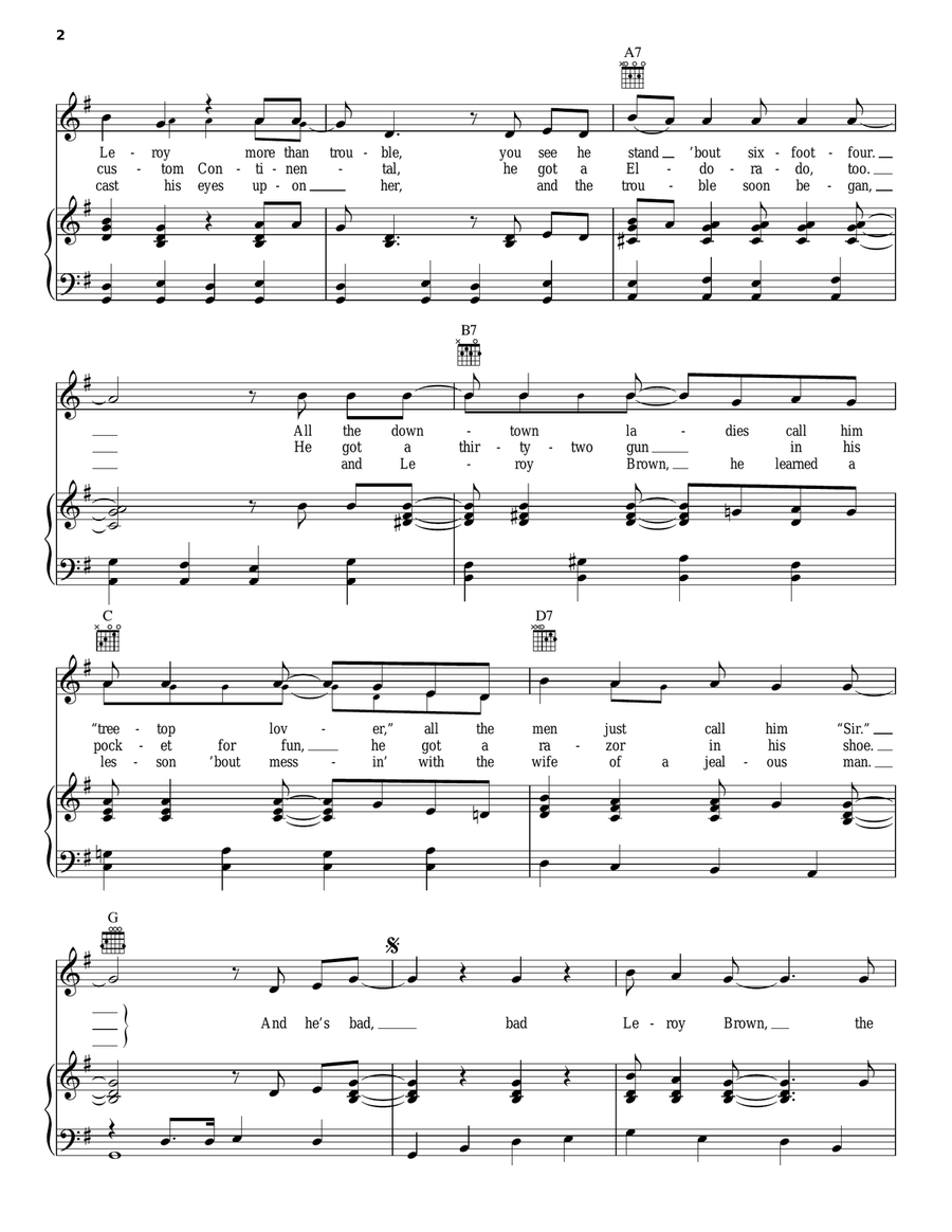 Bad, Bad Leroy Brown Bad, Bad Leroy Brown Piano, Vocal, Guitar scores gallery preview page 2