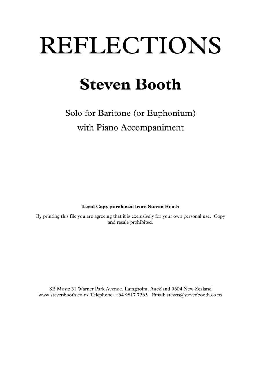 Reflections - Solo for Bb Baritone or Euphonium with Piano Accompaniment Brass Trio scores gallery preview page 1