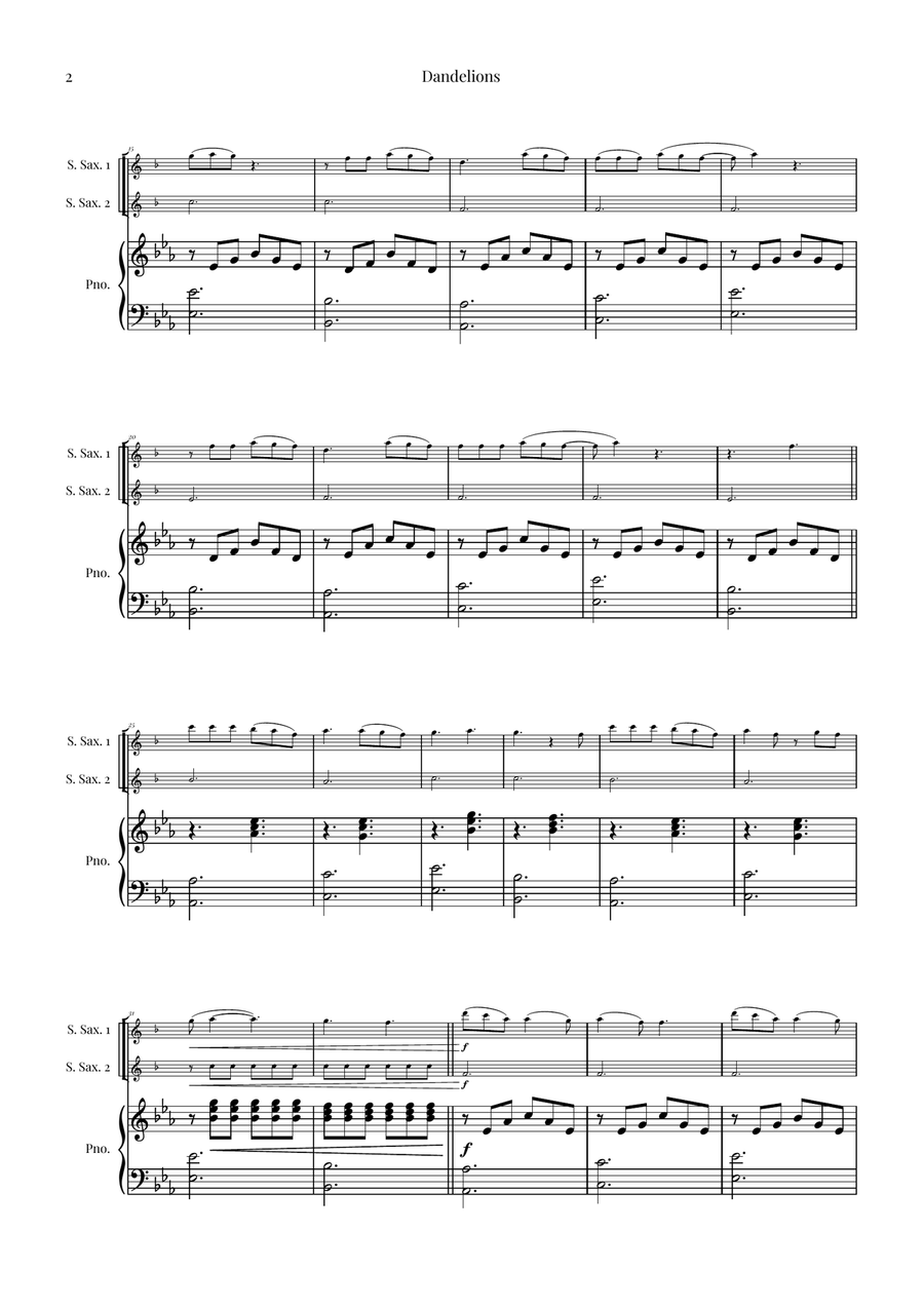 Dandelions Woodwind Duet scores gallery preview page 2