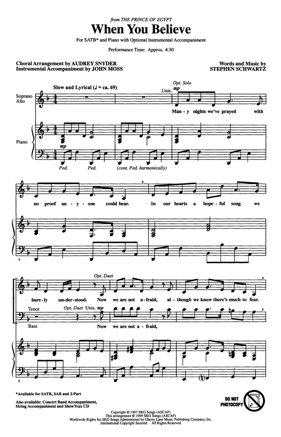 When You Believe (from The Prince Of Egypt) (arr. Audrey Snyder) 4-Part scores gallery preview page 1