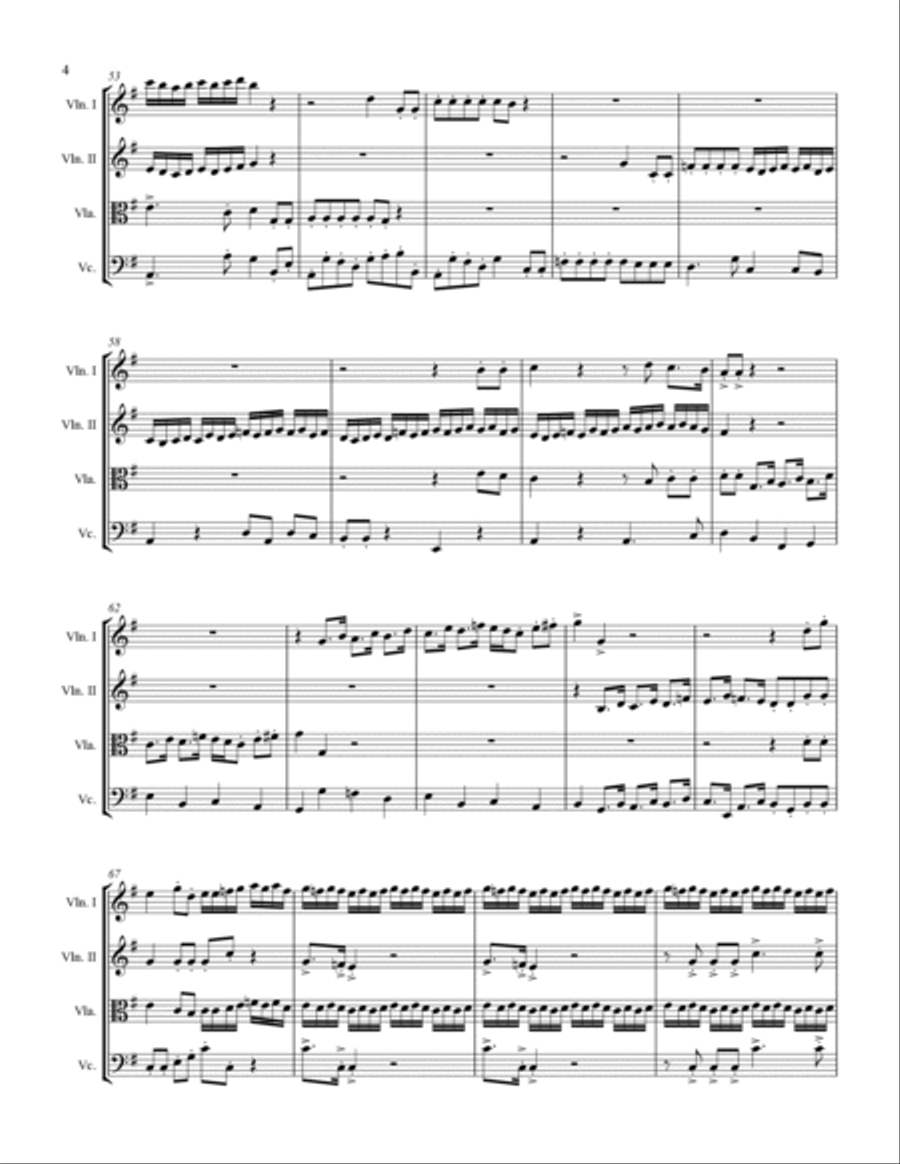 Handel - For Unto Us a Child is Born from Messiah (for String Quartet) String Quartet scores gallery preview page 5
