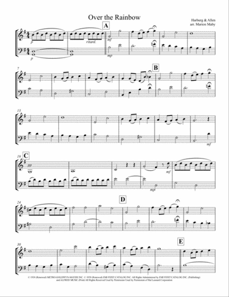 Over The Rainbow (from The Wizard Of Oz) String Duet scores gallery preview page 1