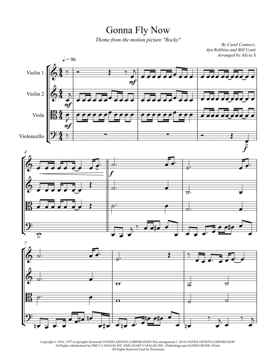 Gonna Fly Now by Carol Connors String Quartet - Digital Sheet Music