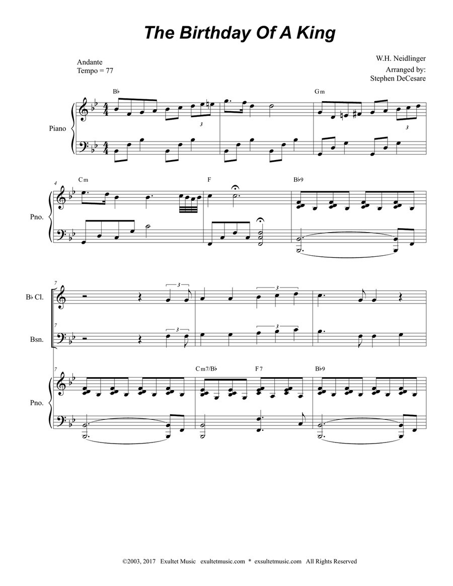 The Birthday Of A King (for Woodwind Quartet and Piano) Woodwind Quartet scores gallery preview page 2