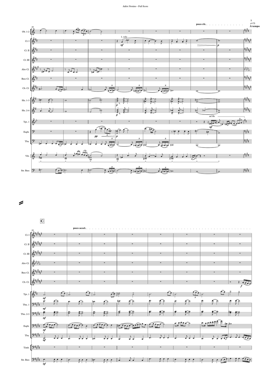 Adios Nonino - Full Score only Concert Band scores gallery preview page 5