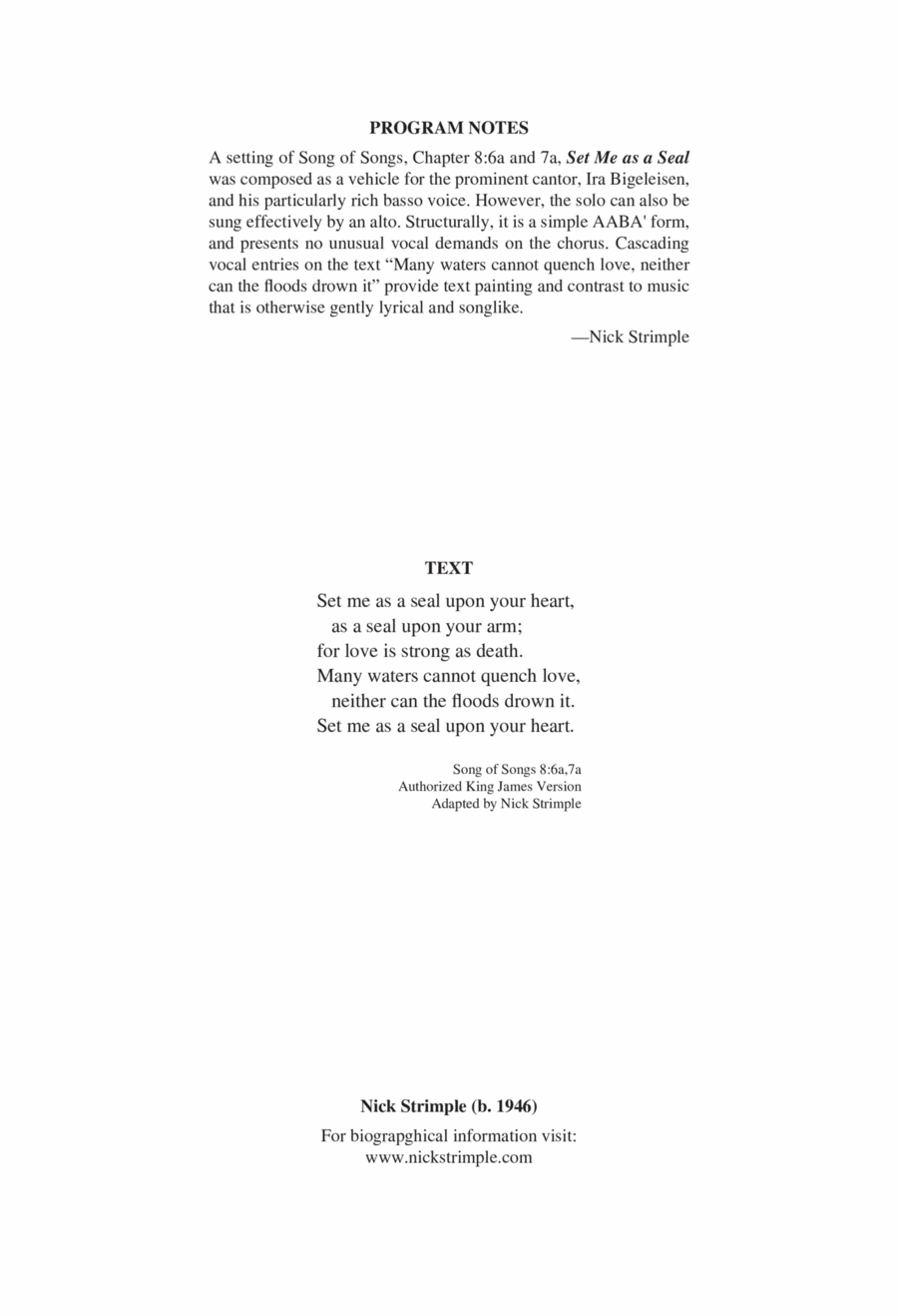 Set Me as a Seal 4-Part scores gallery preview page 1