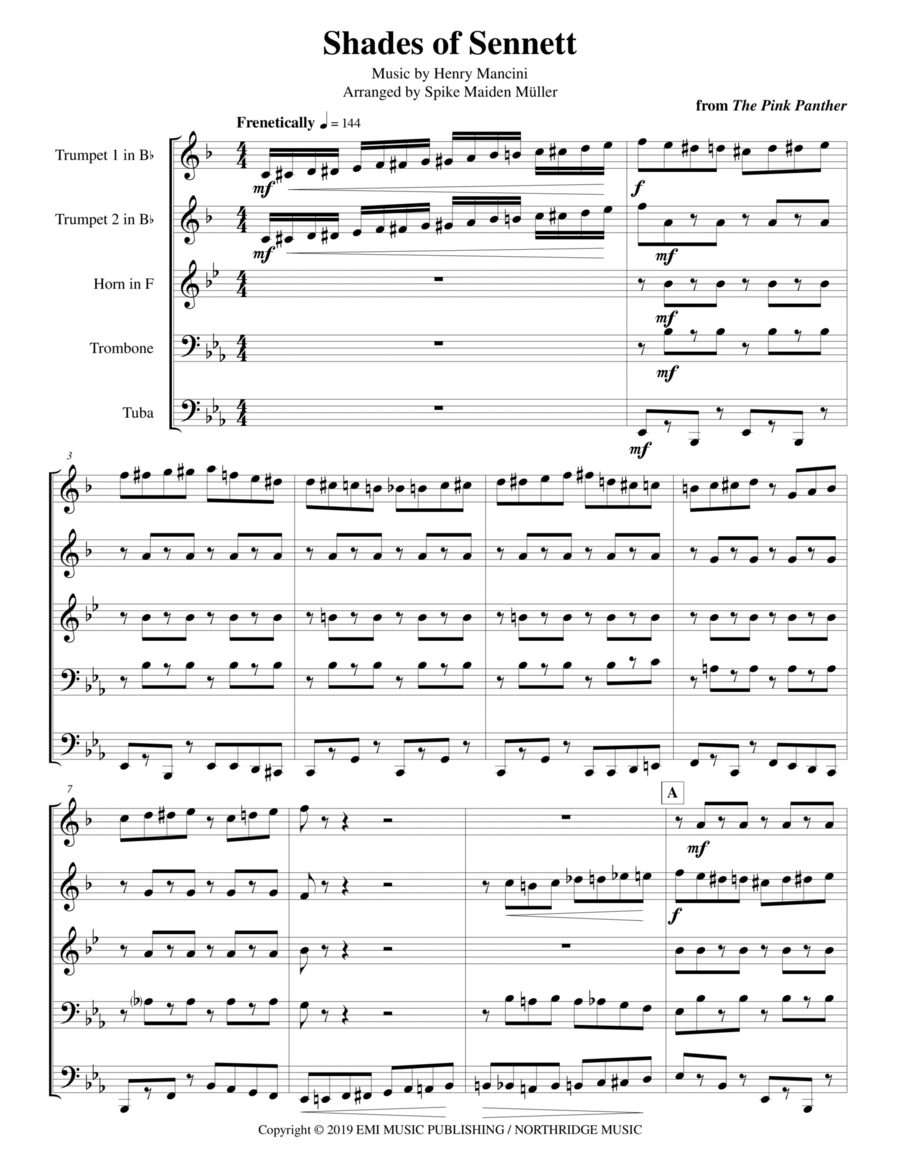 Shades Of Sennett Brass Ensemble scores gallery preview page 1