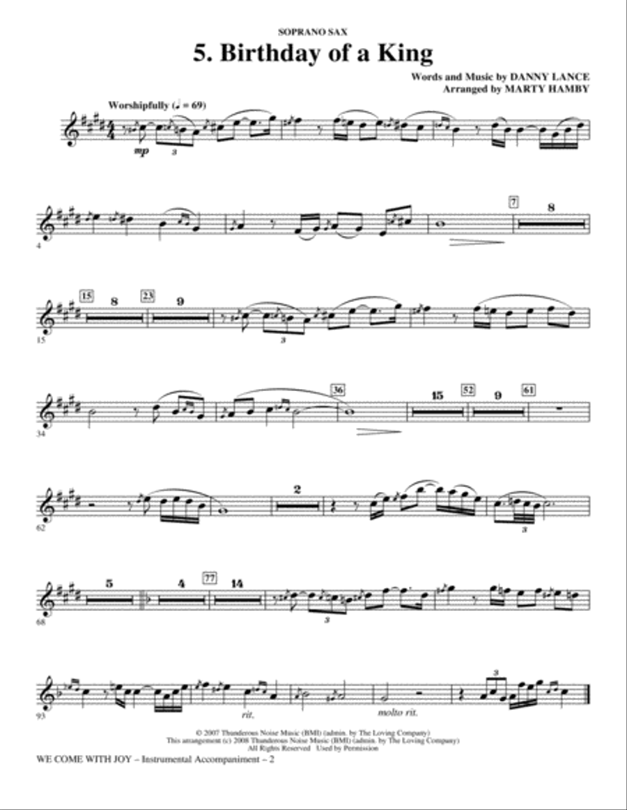 We Come With Joy Orchestration - Soprano Sax Choir scores gallery preview page 2