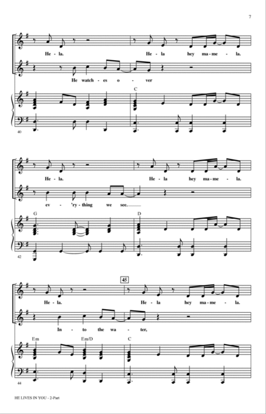 He Lives In You (from The Lion King II: Simba's Pride) (arr. Mark Brymer) 2-Part scores gallery preview page 6