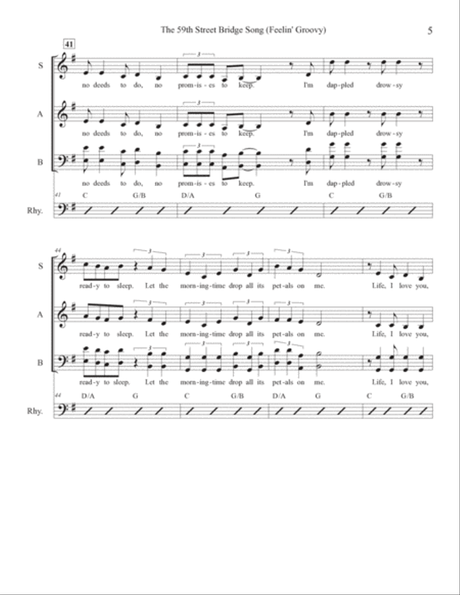 The 59th Street Bridge Song (feelin' Groovy) 3-Part scores gallery preview page 5