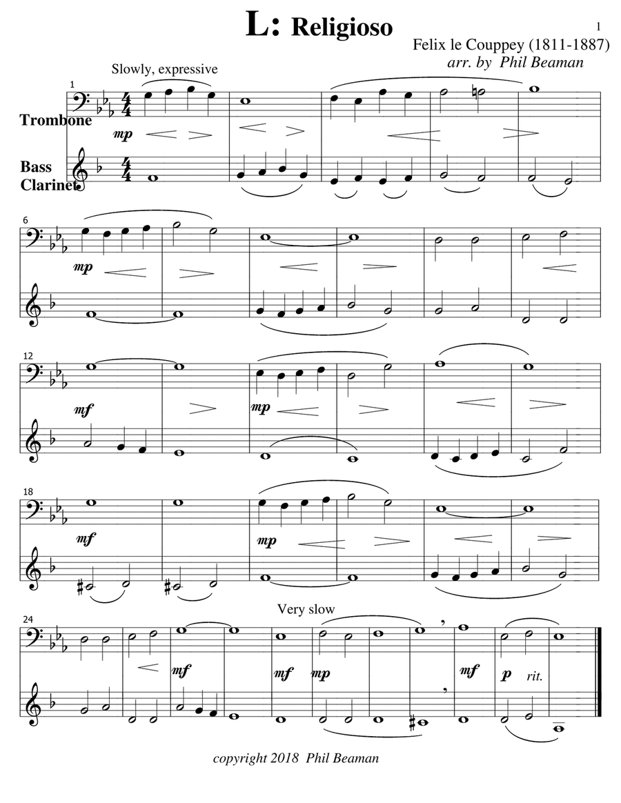 The Alphabet-set of Trombone/Bass Clarinet duets Clarinet Duet scores gallery preview page 6