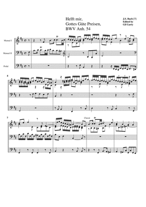 Helft mir, Gottes Güte Preisen, BWV Anh. 54 for organ