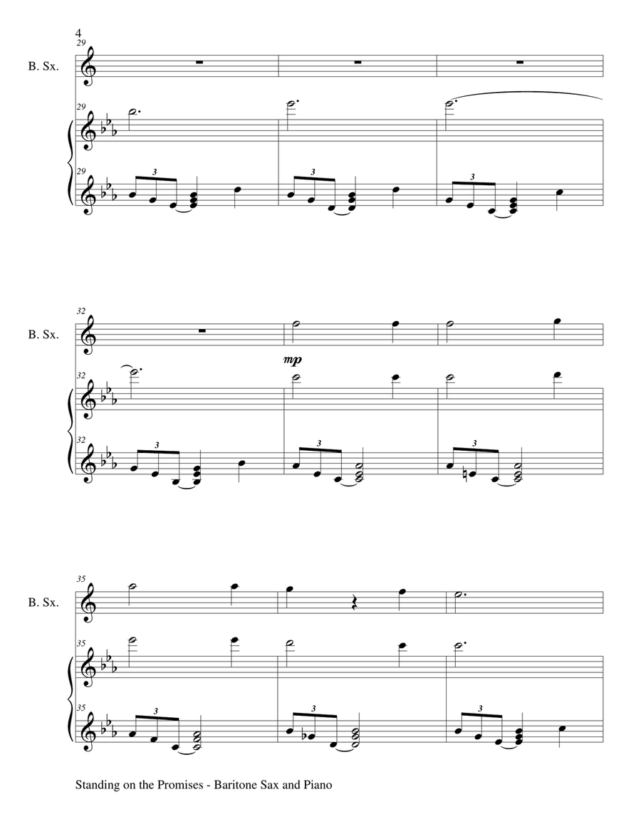 STANDING ON THE PROMISES (Baritone Sax/Piano and Baritone Sax Part) Baritone Saxophone scores gallery preview page 5