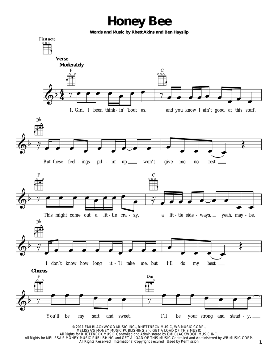 Honey Bee Honey Bee Ukulele scores gallery preview page 1
