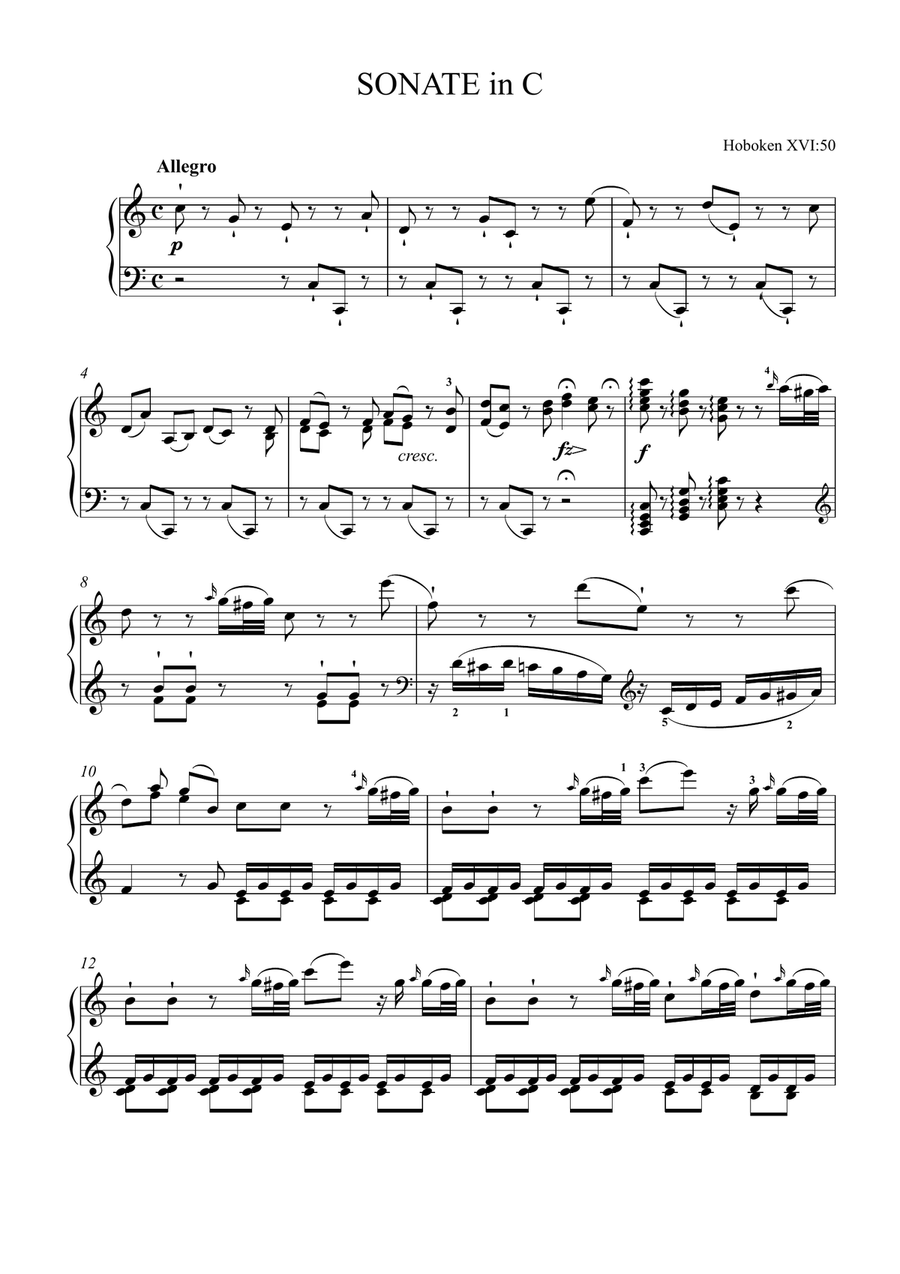 Haydn-Piano Sonata in C major,Hob.XVI.50(Piano solo) Small Ensemble scores gallery preview page 2