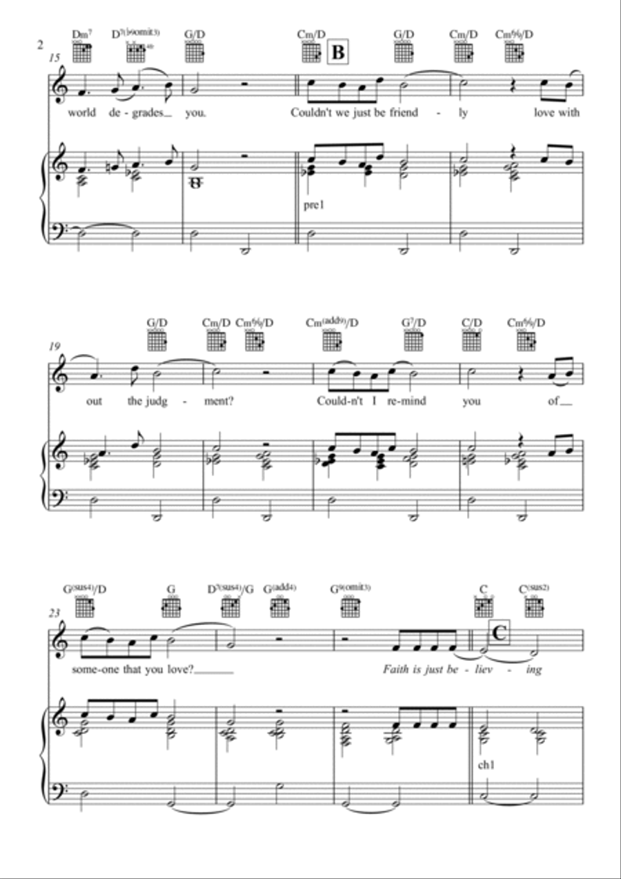 Faith Is Just Believing Piano, Vocal, Guitar scores gallery preview page 2