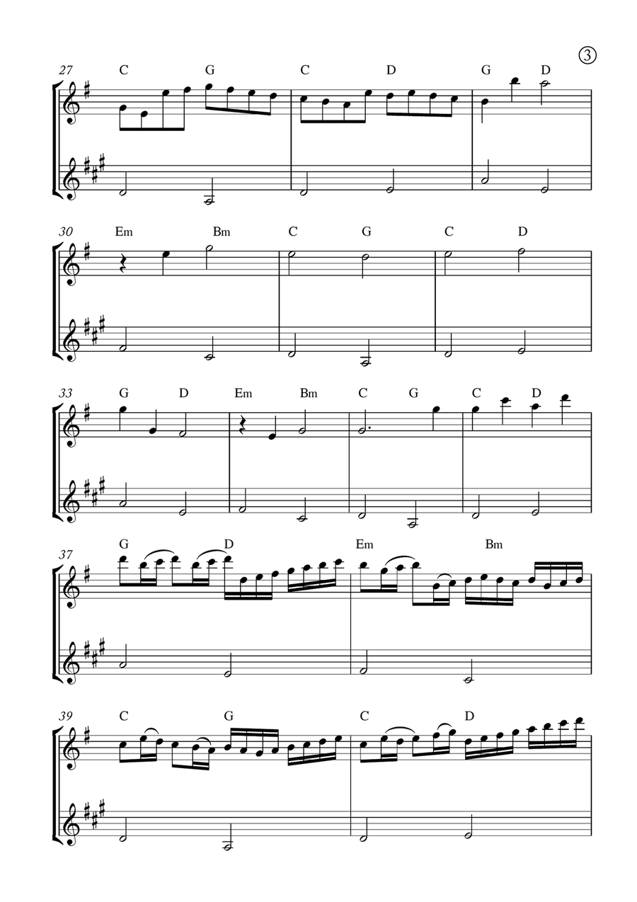Canon in D Woodwind Duet scores gallery preview page 3