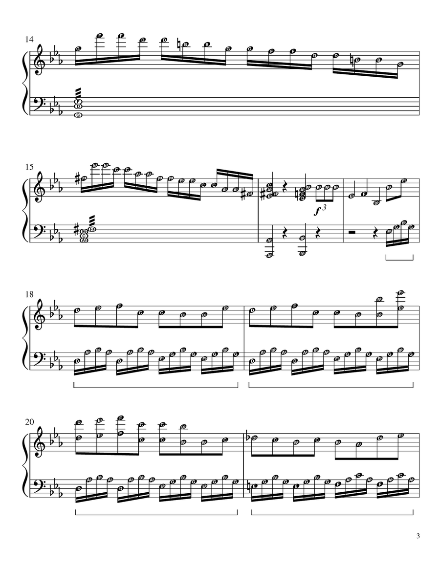 Beethoven's 5th Symphony (Piano Grade 3 - 4 Intermediate, with note names) image number null