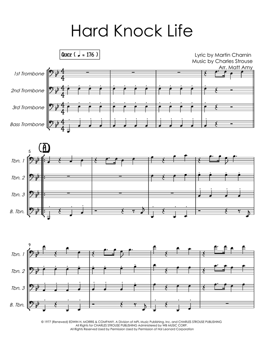 It's The Hard-Knock Life Brass Quartet scores gallery preview page 1