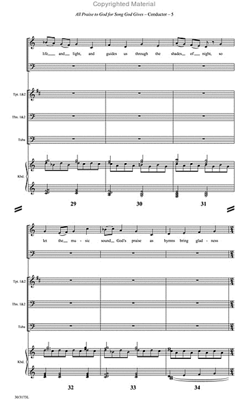 All Praise to God for Song God Gives - Brass Quartet Score and Parts image number null