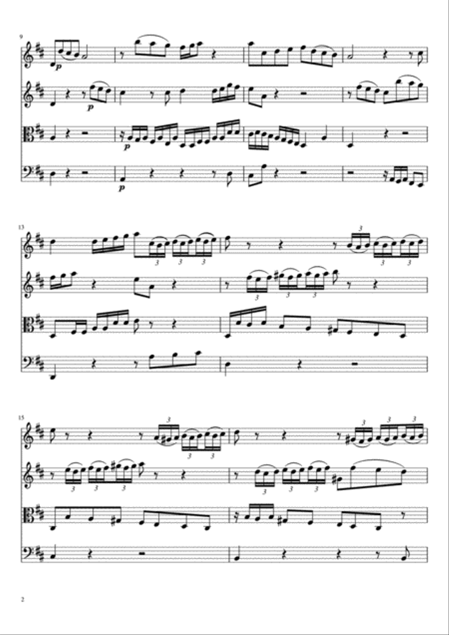 Brandenburg Concerto No. 5, Movement 1 String Quartet scores gallery preview page 3