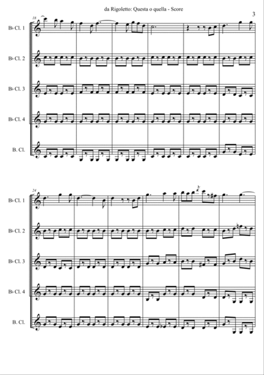 Famous Arias from Rigoletto Woodwind Quintet scores gallery preview page 3
