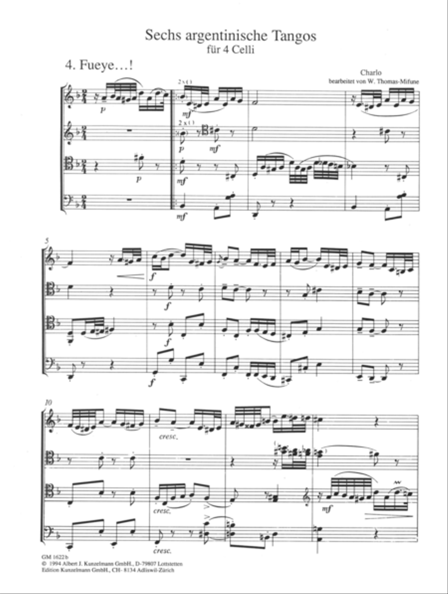 Argentinian tangos for 4 celli, Tangos 4-6 Cello scores gallery preview page 2