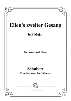 Book cover for Schubert-Ellens Gesang II,Op.52 No.2,in E Major,for Voice&Piano