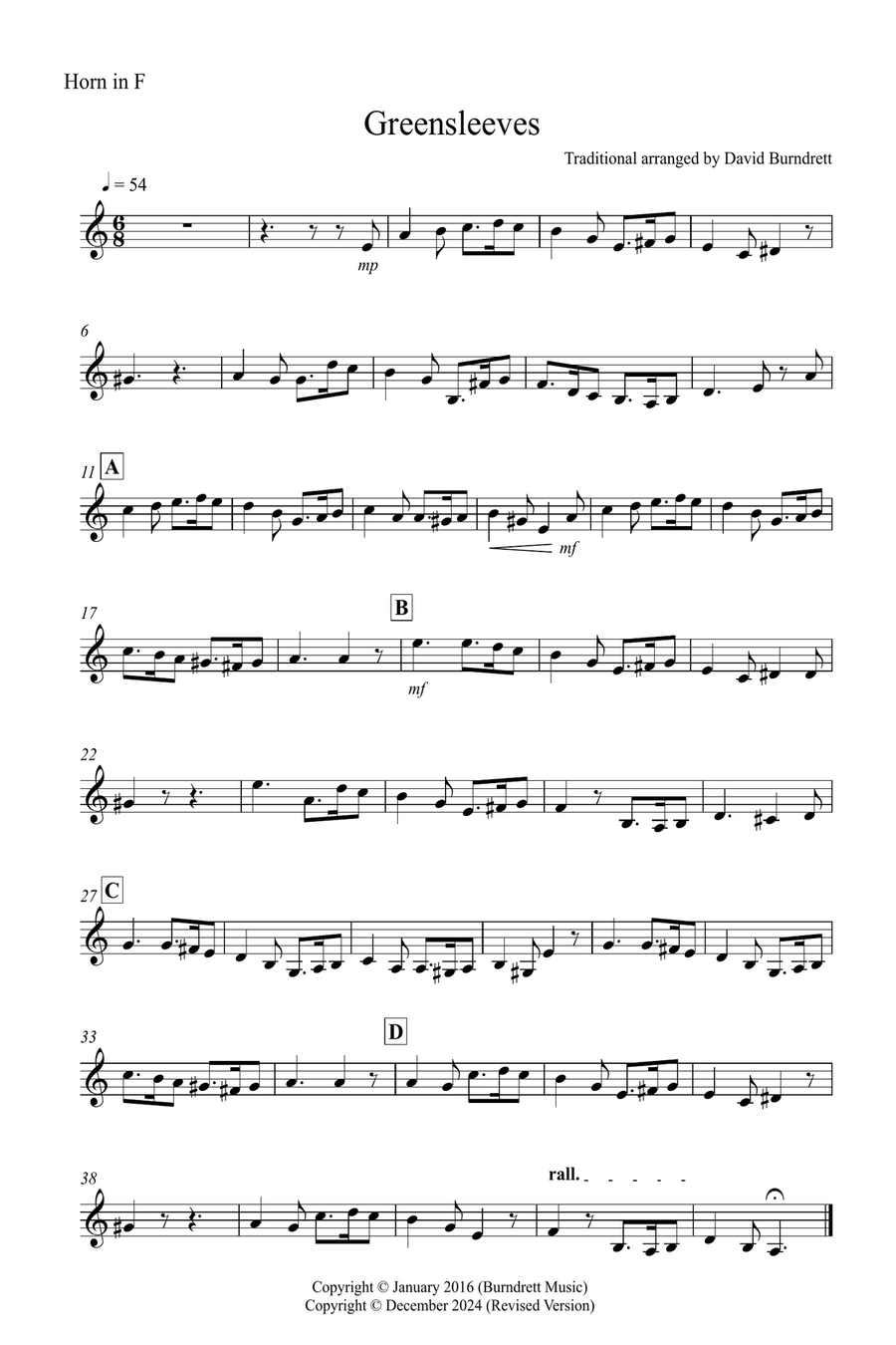 Greensleeves for Trumpet, Horn and Cello Trio Small Ensemble scores gallery preview page 4