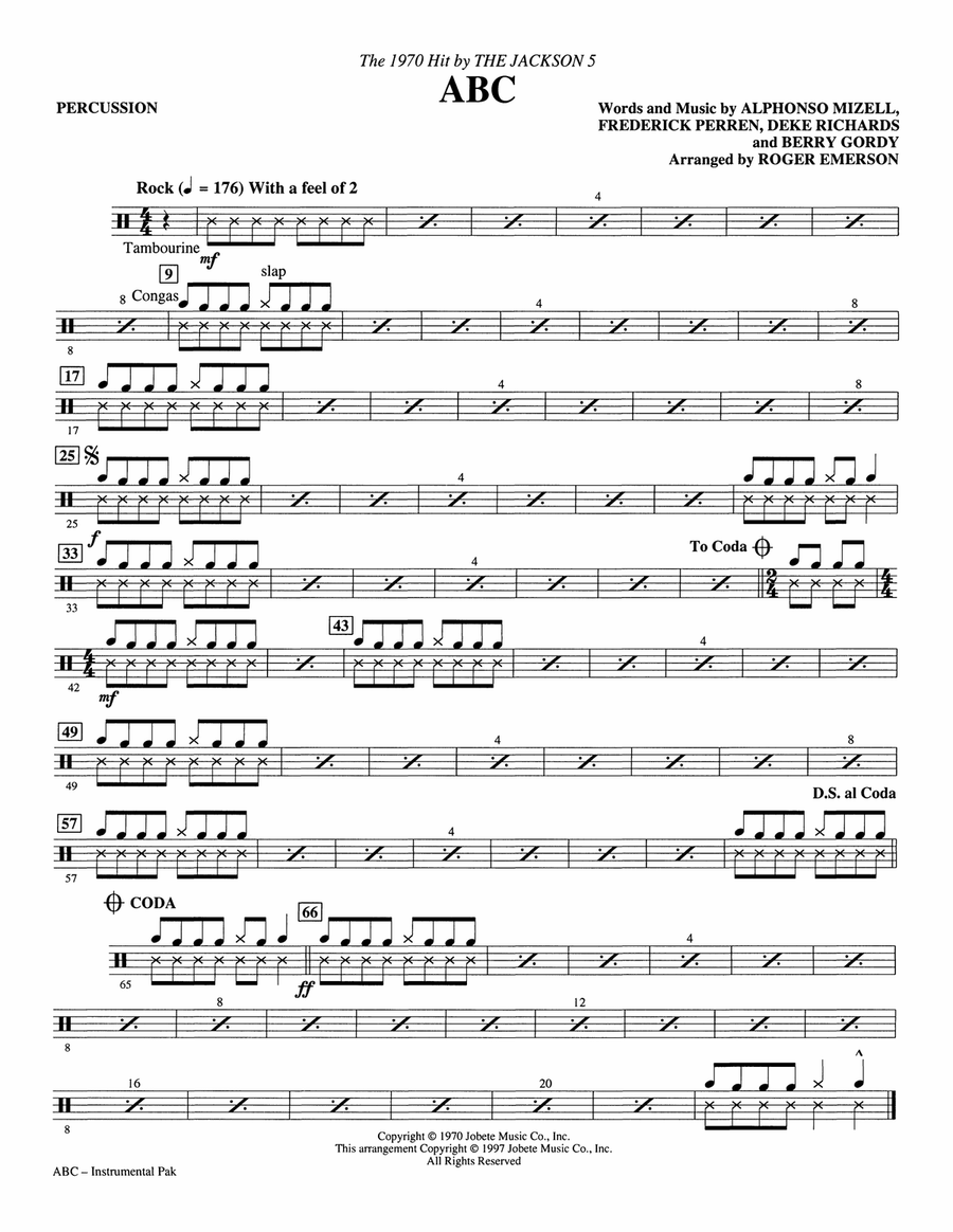 ABC (arr. Roger Emerson) - Percussion