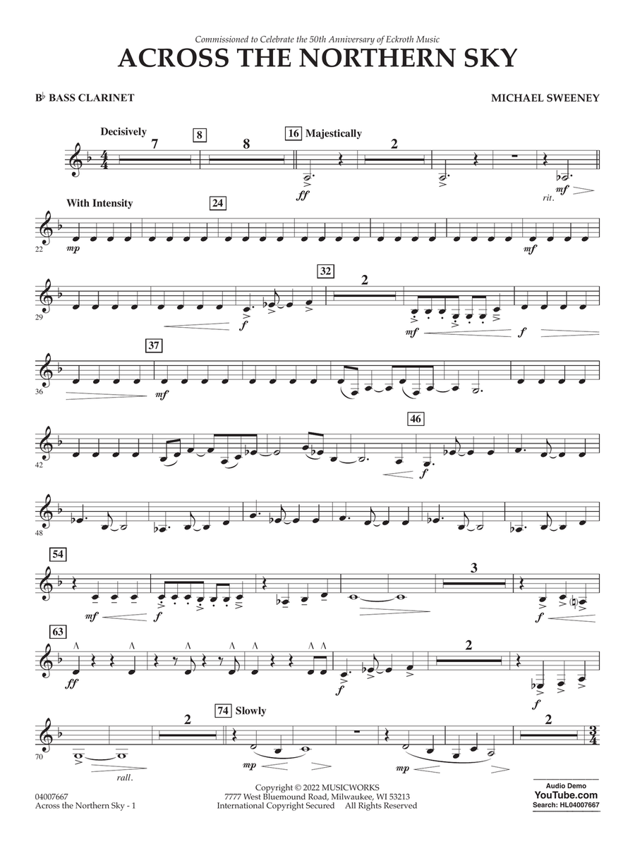 Across The Northern Sky - Bb Bass Clarinet Concert Band scores gallery preview page 1