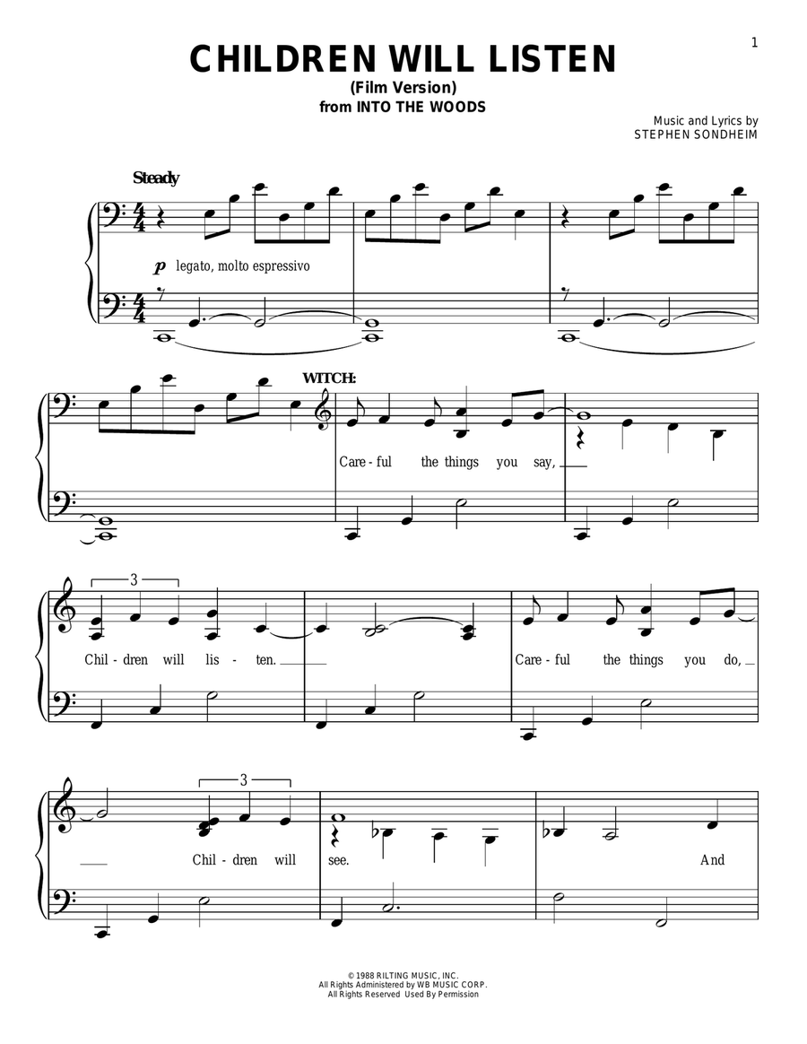 Children Will Listen (Film Version) (from Into The Woods) Easy Piano scores gallery preview page 1