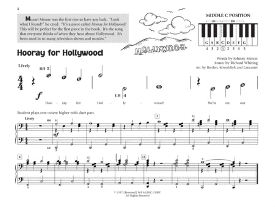 Music for Little Mozarts -- Little Mozarts Go to Hollywood, Book 1-2 Piano Method scores gallery preview page 3