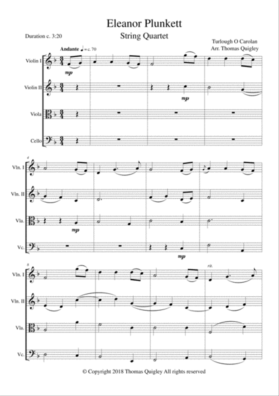 Eleanor Plunkett String Quartet scores gallery preview page 1