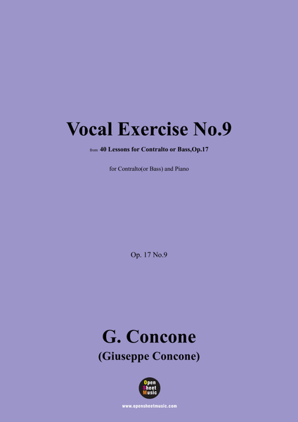 G. Concone-Vocal Exercise No.9,for Contralto(or Bass) and Piano image number null