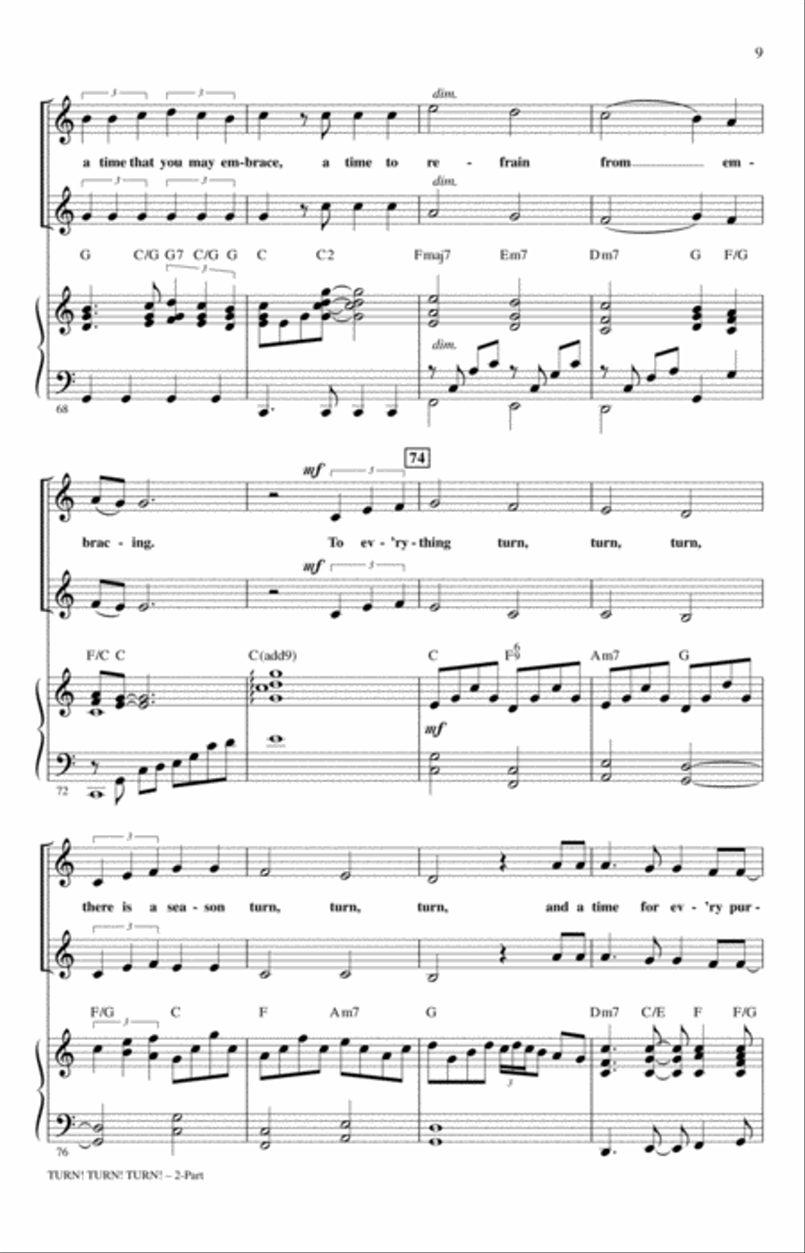 Turn! Turn! Turn! (To Everything There Is A Season) (arr. Roger Emerson) 2-Part scores gallery preview page 7